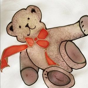 VINTAGE IDEEN BEARS 100% Silk Scarf Square  EUC